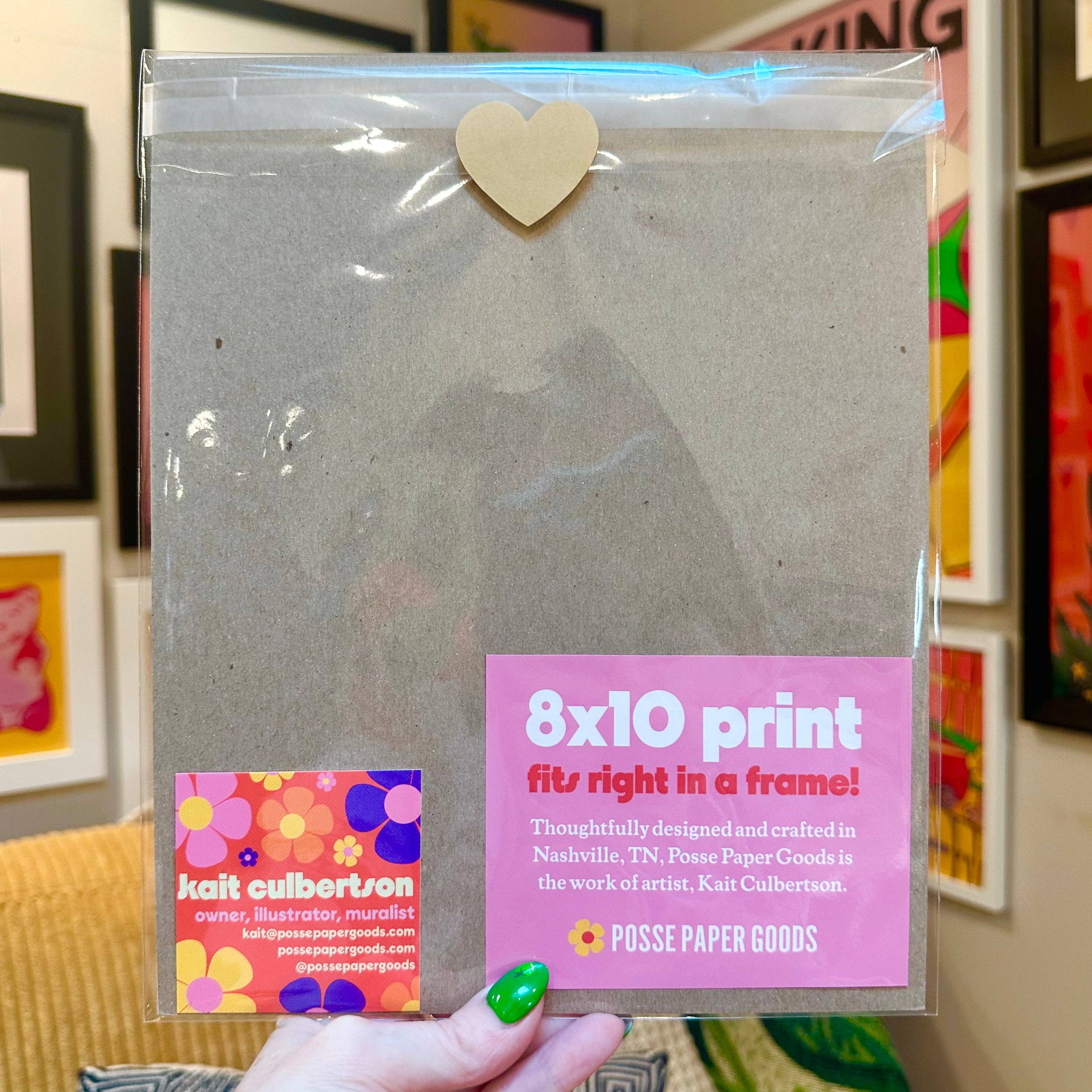 Posse Paper Goods - Wholesale Art Print - Fluffy Cat (Pink) - Art Print2