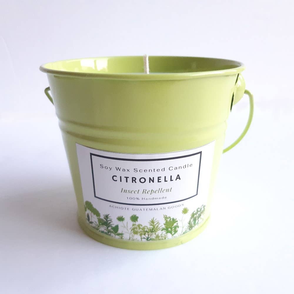 Achiote Guatemalan Goods - Wholesale Outdoor Candle - 16 oz Citronella Scented Bucket Candle Exterior Use1