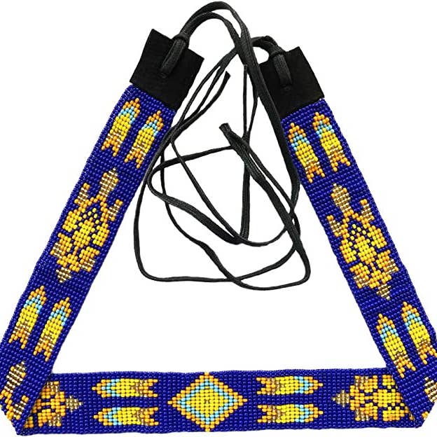 Fascia per cappello da cowboy con perline fatta a mano Tartaruga Blu Arancione per la vendita all'ingrosso da parte di BEADS CORNER