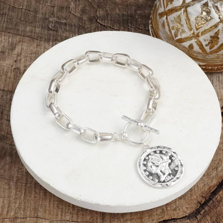 PennyLine inc - Vente Bracelets à breloques/pendentifs - Bracelet à maillons avec fermoir à bascule et breloque pièce – Urban Token5