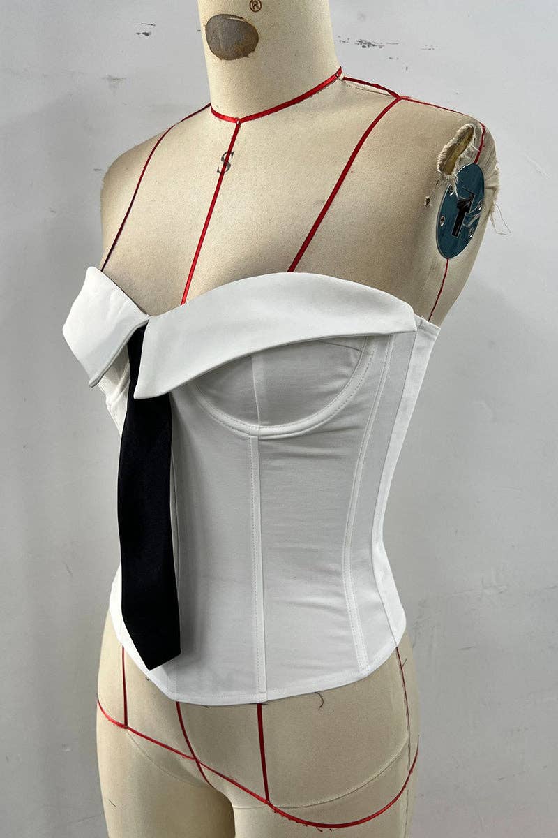 Mccolin - Wholesale Corset - Women's - Chic Tie-Front Corset Top2