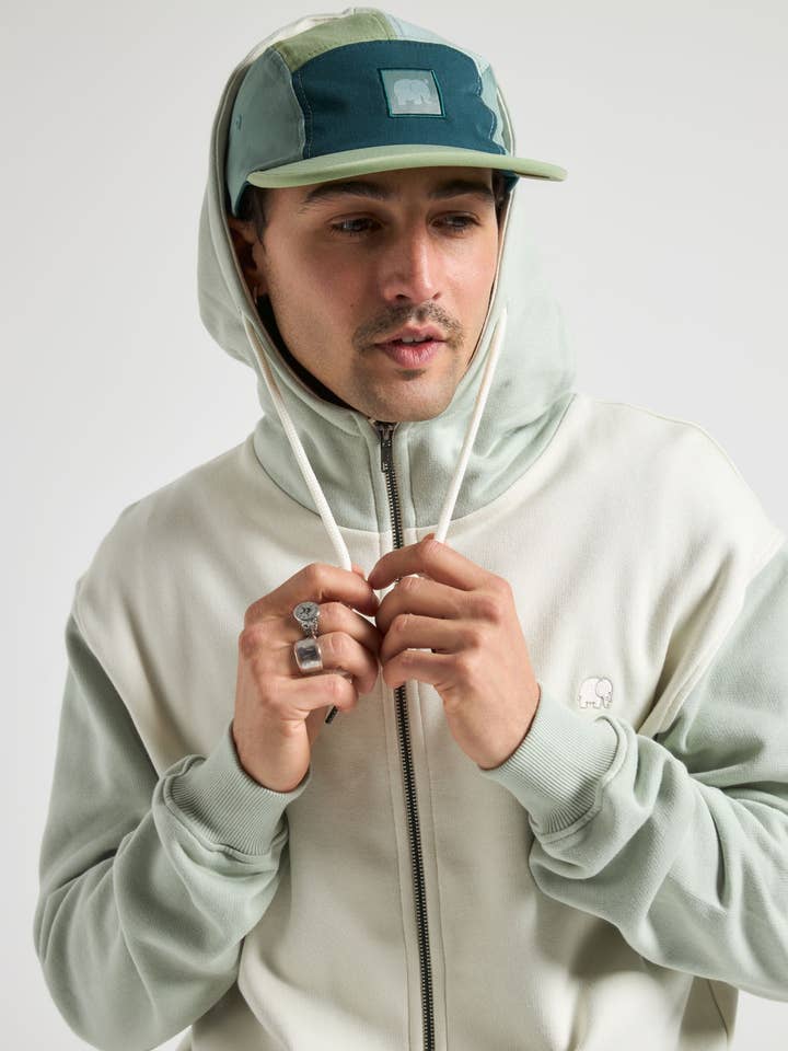 Color Block Zip Hoodie Sea Glass for wholesale by Trendsplant Clothing