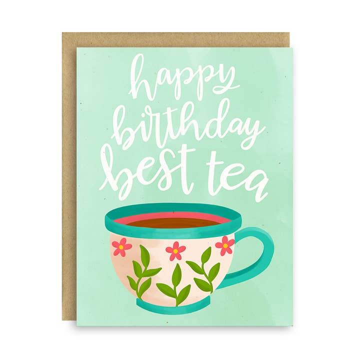 Best Tea Birthday Card for wholesale by Little Lovelies Studio