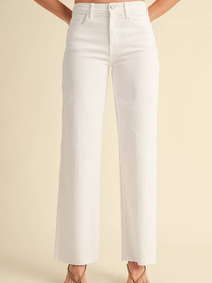 JUST BLACK DENIM - Wholesale Pants - Women's - BP468J - OPT WHT - Slim Palazzo w/ Scissor Cut