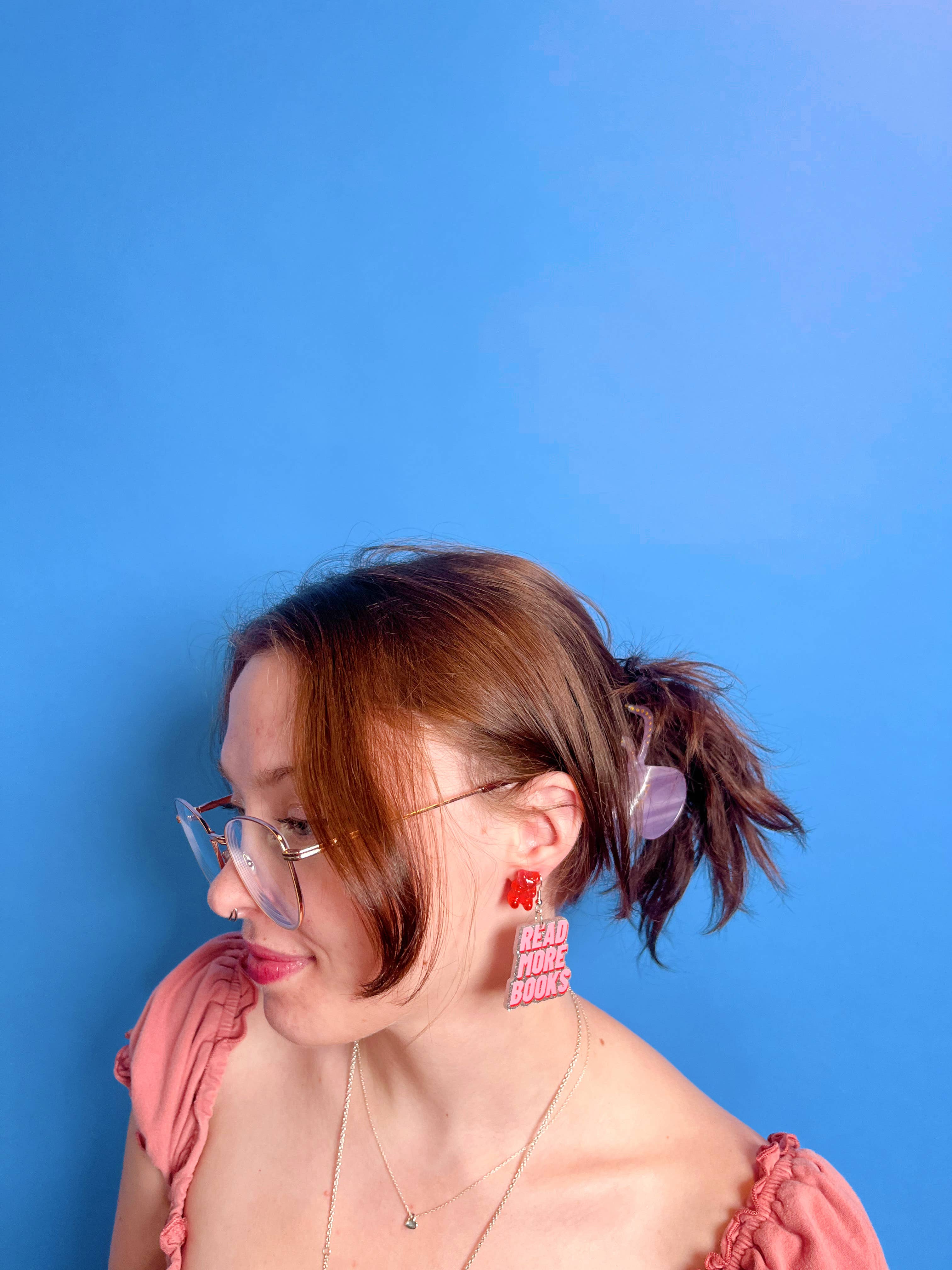 NatterDoodle – Großhandel Ohrhänger – Mehr Bücher lesen Glitzer-Ohrringe, leichte Acryl-Dangle5