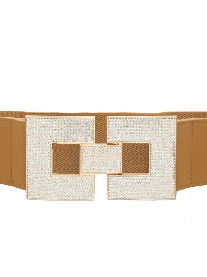 RS PAVE SQUARE OPEN LINK FRONT ELASTIC BELT IE-70015RS for wholesale by anbfashion