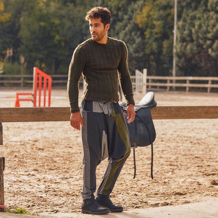 Tie Waist Green Onesize Mens Harem Pants for wholesale by Los Banditos