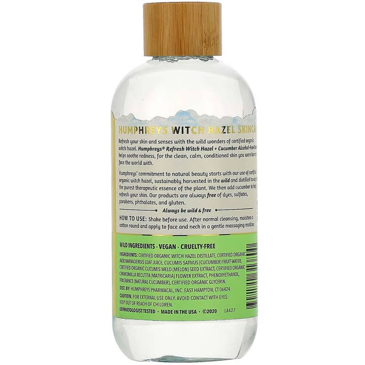 KT Supply - Wholesale Facial Toner - Humphreys Witch Hazel Cucumber Refresh AlcoholFree Toner 8oz1