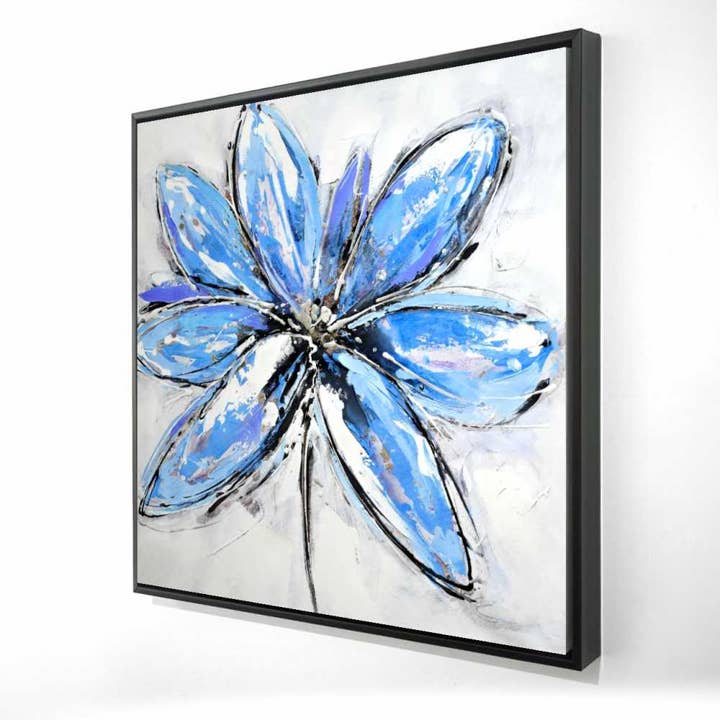 Tela de Flor Azul | Arte de Parede Floral e Botânica para Quarto por atacado de BEGIN HOME DECOR