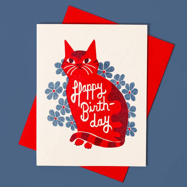 Happy Birth-day - Risograph Card for wholesale by Bromstad Printing Co.