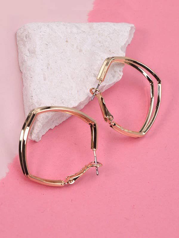 ROUND SQUARE DOUBLE HOOP EARRINGS for wholesale by JOSSLYN by wall to wall
