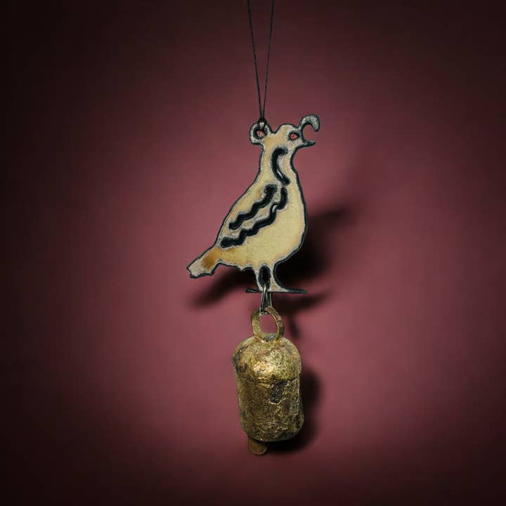 Whimsies - Wholesale Wind Chime - Metal Quail Wind Chime ornament sustainable Southwest West13