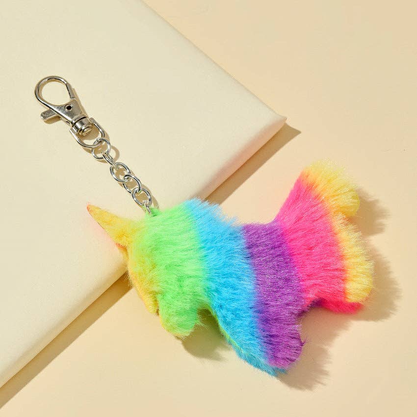 Kleur/A Eenhoorn pluche sleutelhanger met regenboogstreep voor groothandel op Faire2