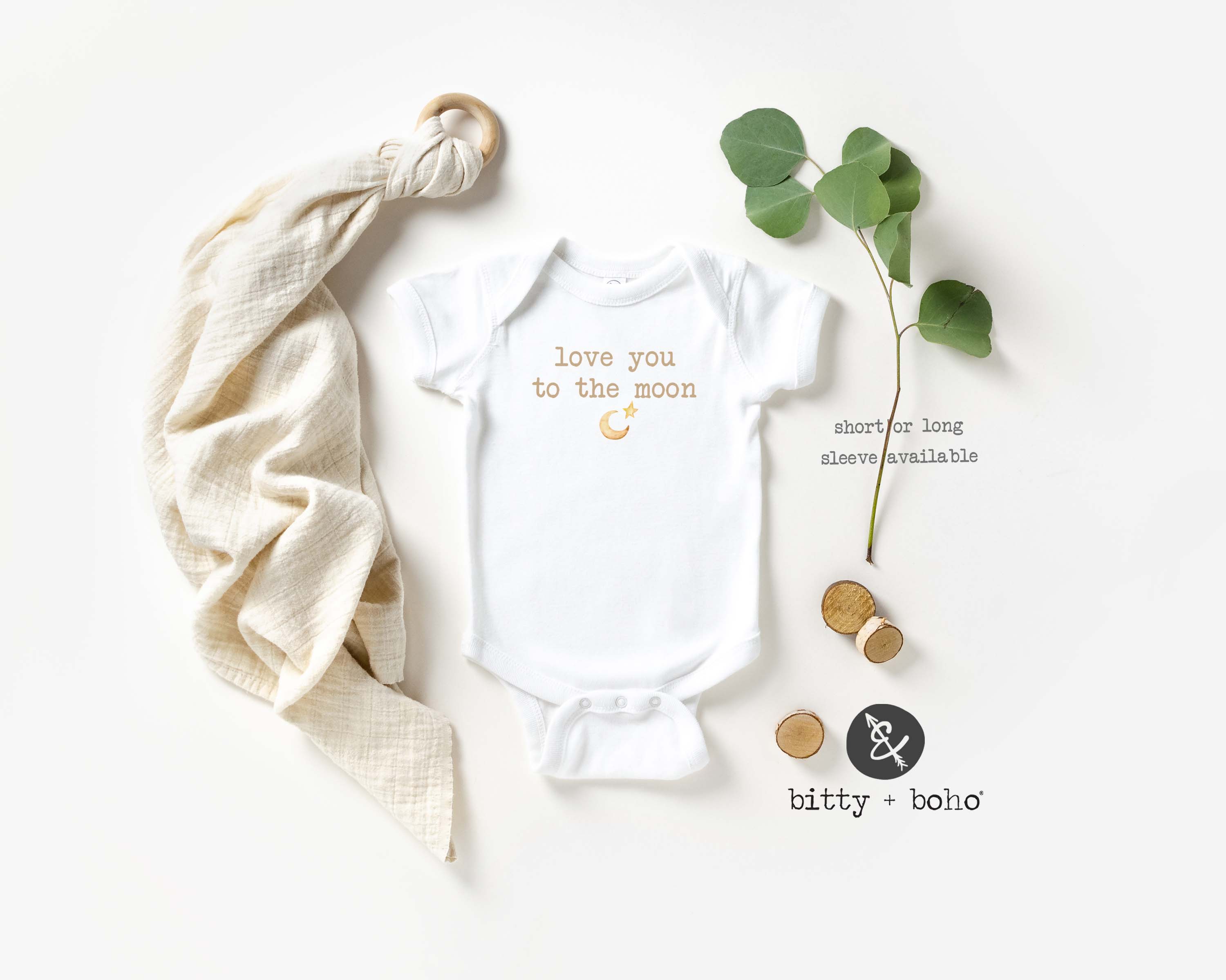 Bitty & Boho - Wholesale Bodysuit (Non-Footed) - Baby - Love You to the Moon - Unisex Baby Bodysuit