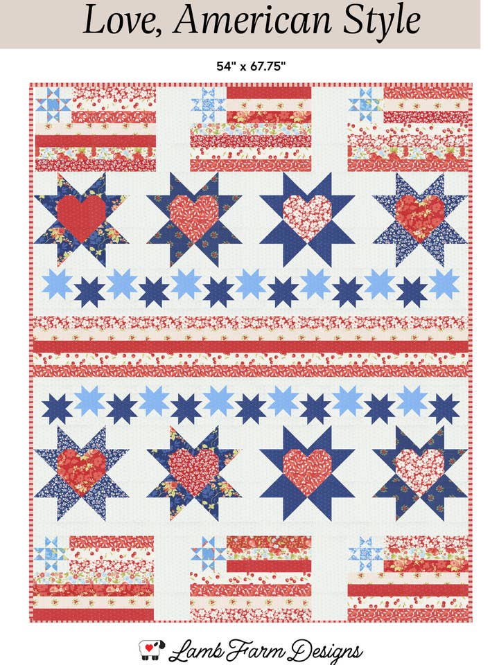 Kärlek, Amerikansk stil quiltmönster för wholesale av Lamb Farm Designs