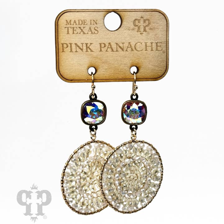 Pink Panache Brands - Wholesale Dangle Earrings - Woven bead earring, Austrian crystal