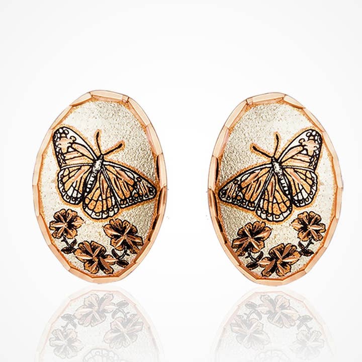 SL 68 Flowers & Butterfly Stud Earrings for wholesale by COPPER ARTS INC.