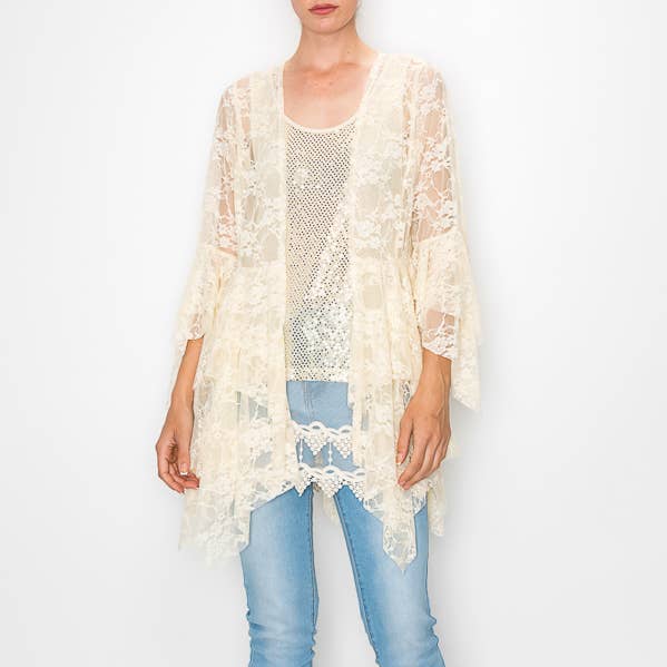 Cardigan Classique Tout en Dentelle avec Couches à Étages - 4618 pour la vente par Origami Apparel ~ Lace and Crochet inspired