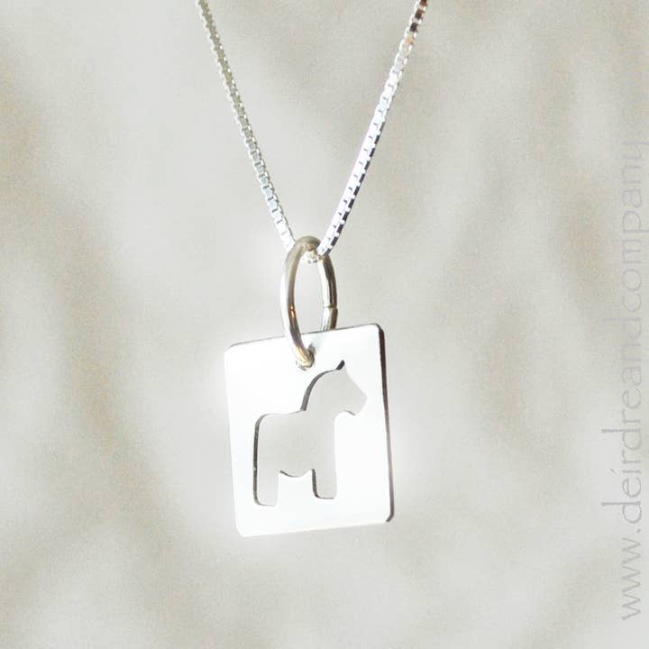 Dala Horse Cut-Out Necklace in Silver for wholesale by Deirdre & Company