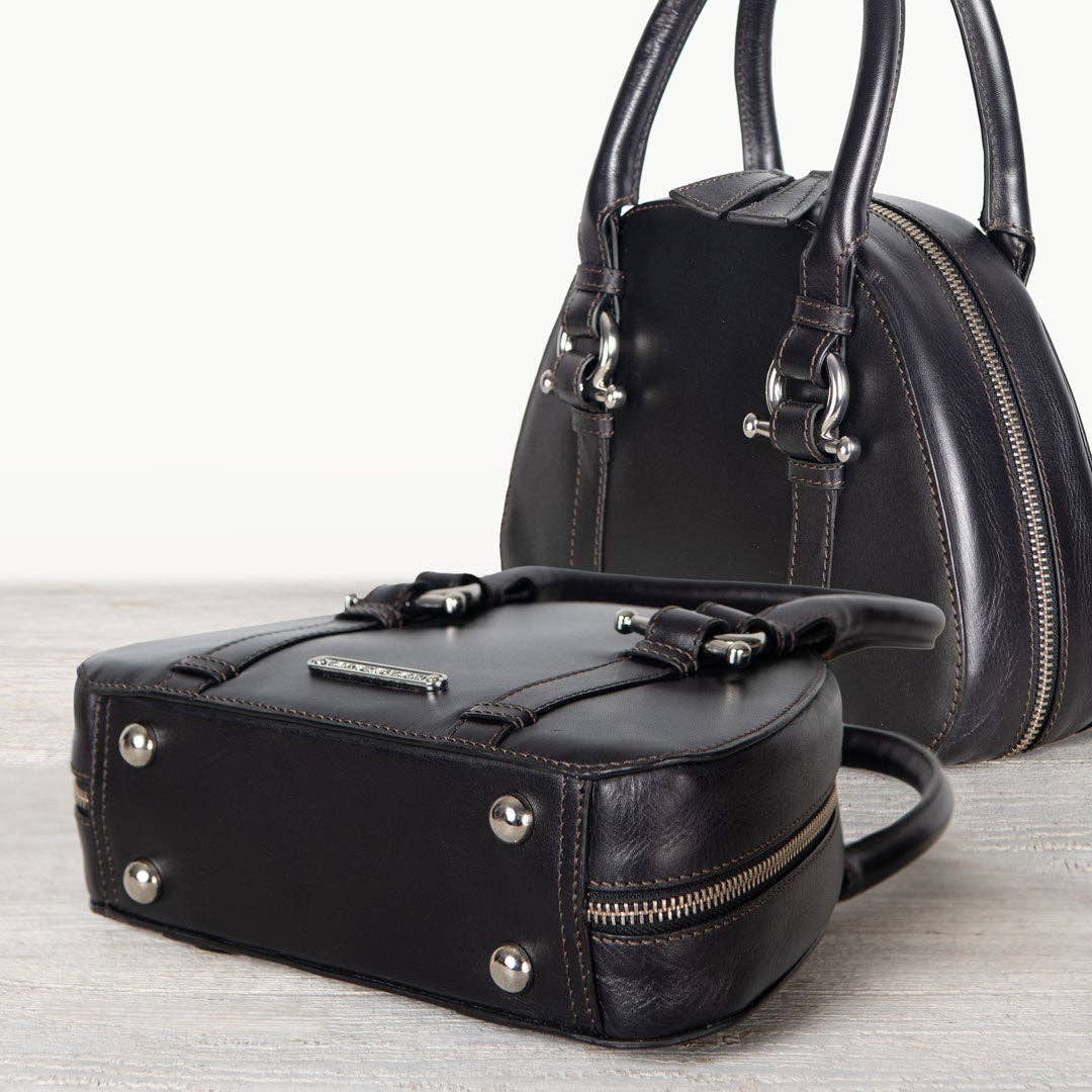 URBAN-EQUESTRIAN – Mala com alça superior – Mulher por atacado – Kella - Mala de Luxo em Pele com Detalhe de Freio de Cavalo em Preto2