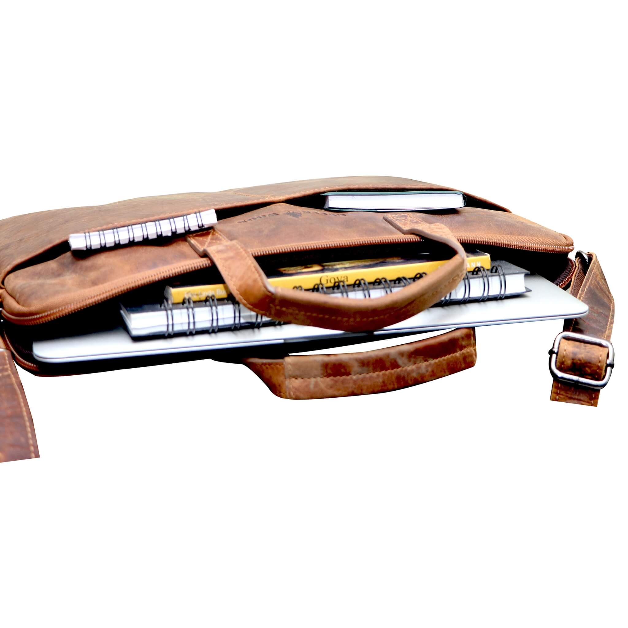 Greenwood - Wholesale Laptop Bag - Unisex - Fred Laptop Bag 13 Inch Leather with Detachable Shoulder Strap Macbook Air Sleeve4