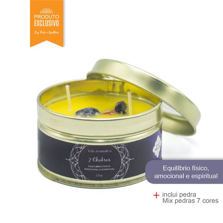 Candle w/ Natural Mystic Stones 7 Chakras 120g (6 units) for wholesale by Esoterica Arte