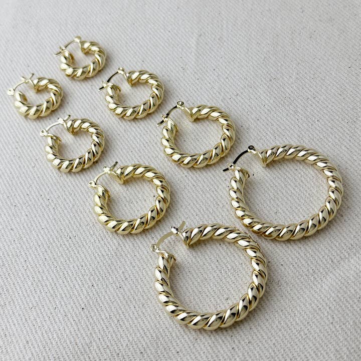 GoldFi - Wholesale Hoop Earrings - 18k Gold Filled Twisted Tube Hoop Earrings - The Croissant Hoops