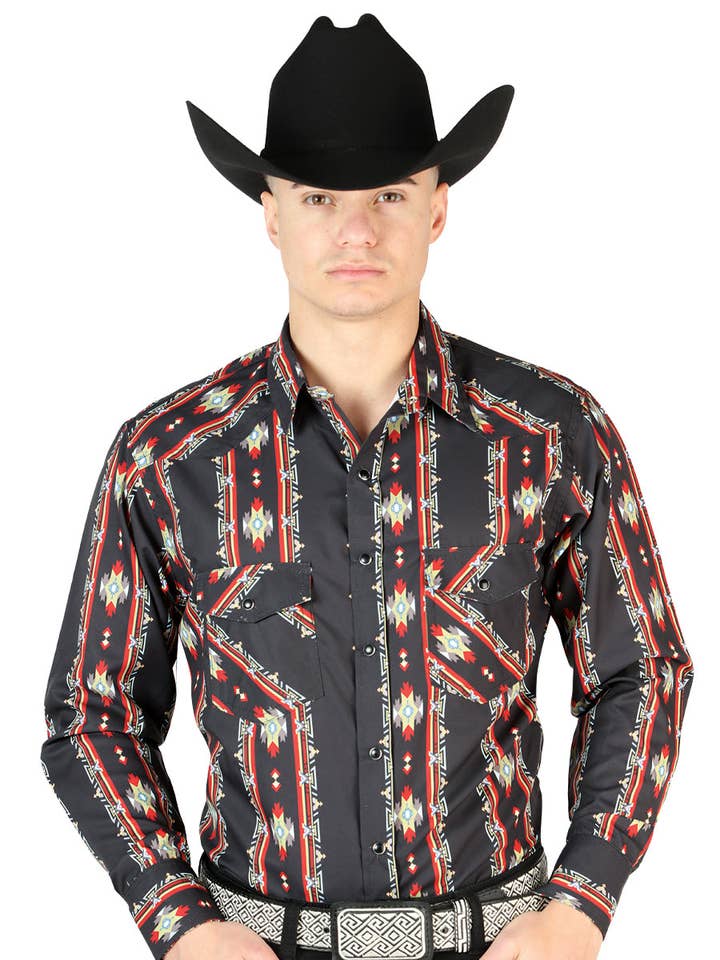 Black Long Sleeve Cowboy Shirt 44210 for wholesale by El General Western Wear