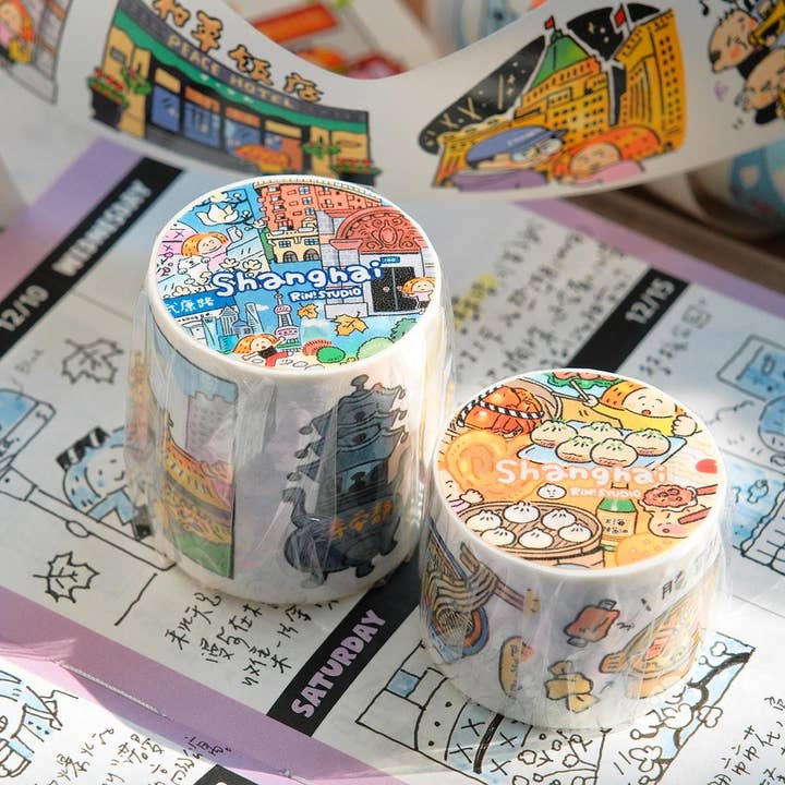 Washi Tape | Stickers | Shanghai | Journaling | Kawaii Stationery | Imagination | City Walk | Crafting Tape for wholesale by RiN! Studio US