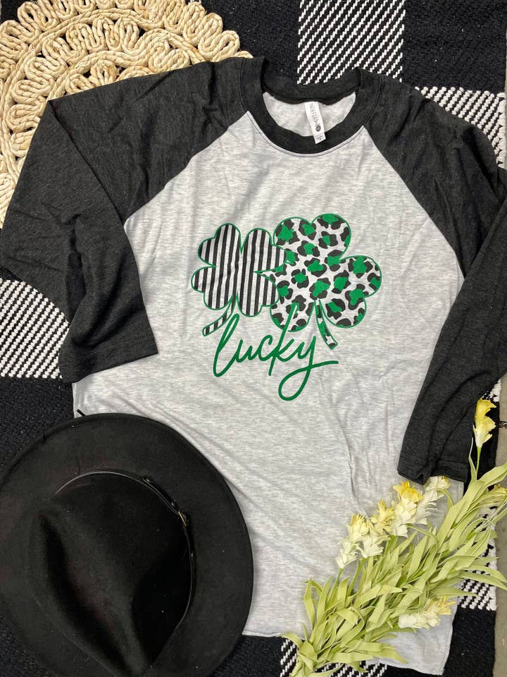 Lucky St Patrick's Day Baseball Tee for wholesale by Shirts Plus, Inc.