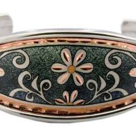 COPPER ARTS INC. - Wholesale Bangle Bracelet - LF 02 Green Flower Wire Bracelets1