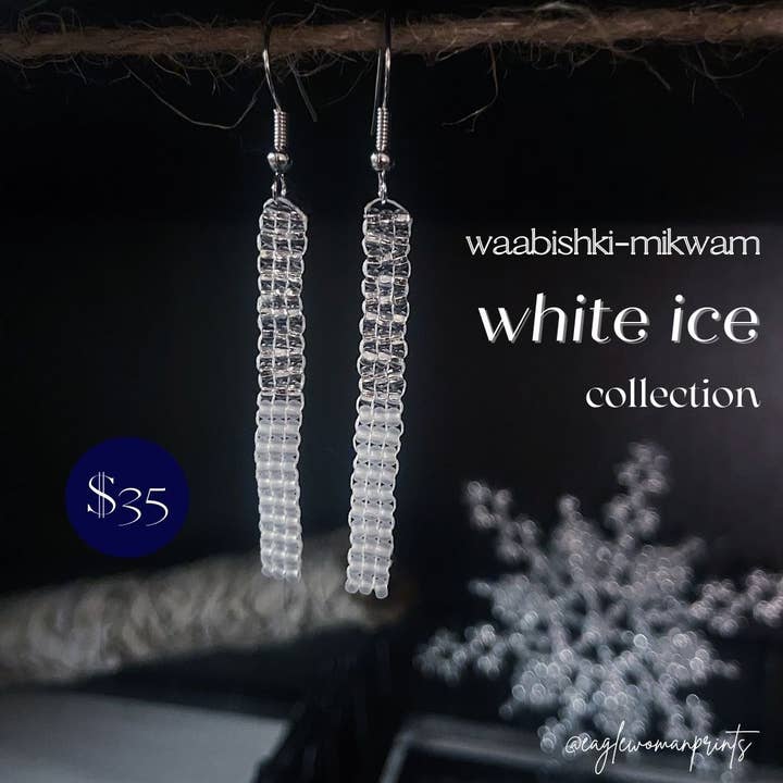 Eagle Woman Prints - Wholesale Dangle Earrings - Silver-lined & Matte Brick-Stitch Column Earrings