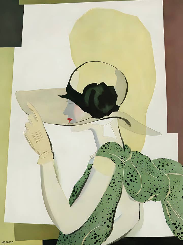 Stampa d'arte di moda di Georges Lepape in copertina di Vogue, maggio 1928. per la vendita all'ingrosso da parte di On The Wall Art Ltd