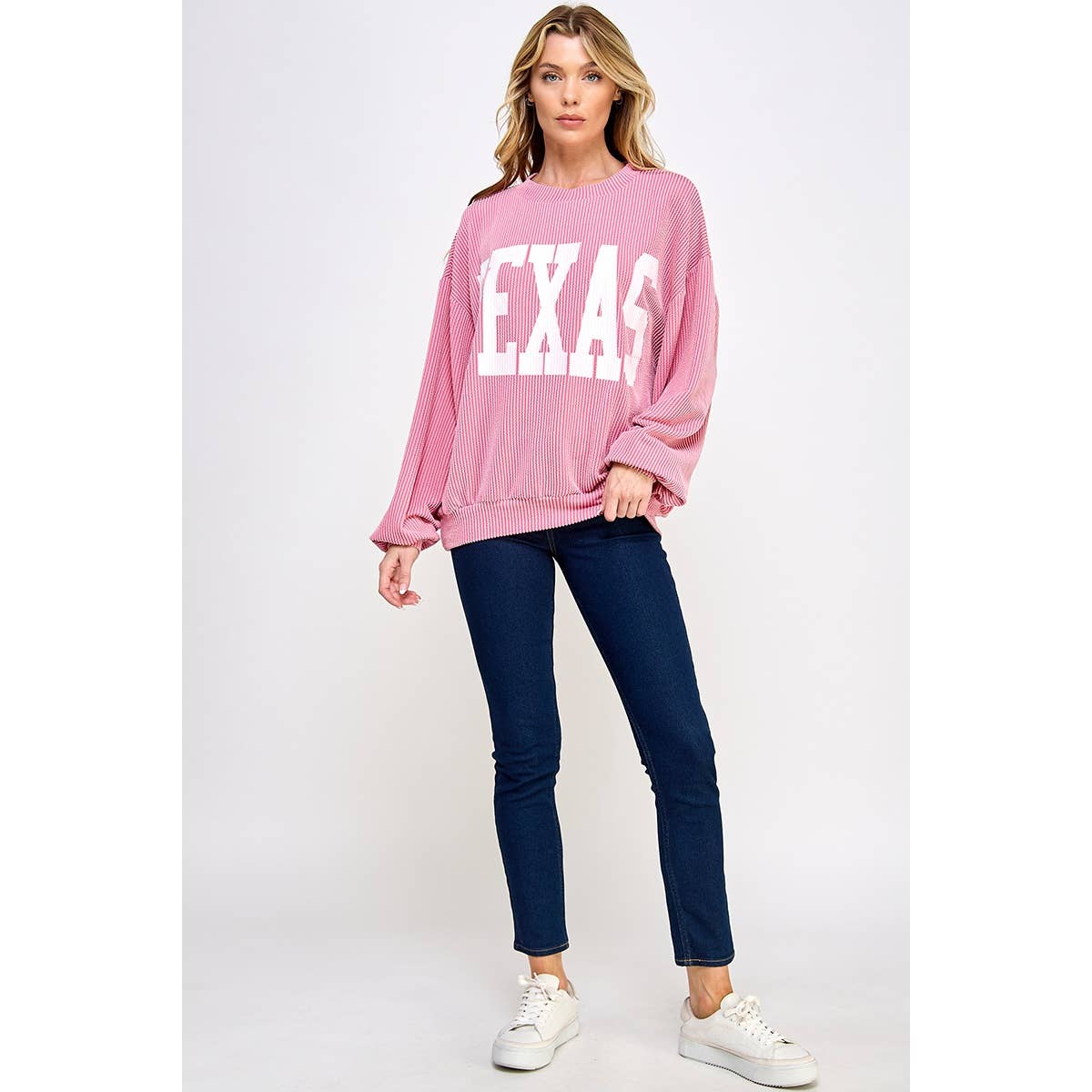 Sweet Generis - Wholesale Grafisch sweatshirt - Dames - SWEATSHIRT MET RIBKOORDPRINT UIT TEXAS26