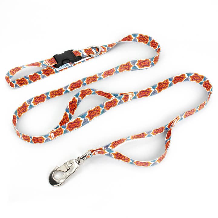 Ikat Blossom Fab Grab Leash - Made in USA - Three Handles for wholesale by Buttonsmith