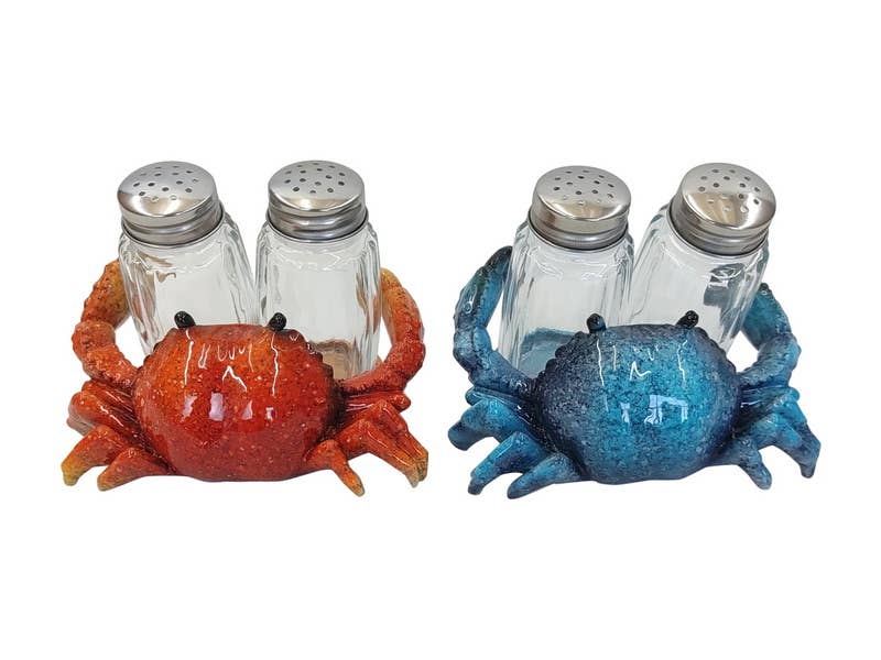 Cubby House by Malmar - Wholesale Decorative figurine - Blue/Red Crab Salt & Pepper Shaker Set In Bulk Box