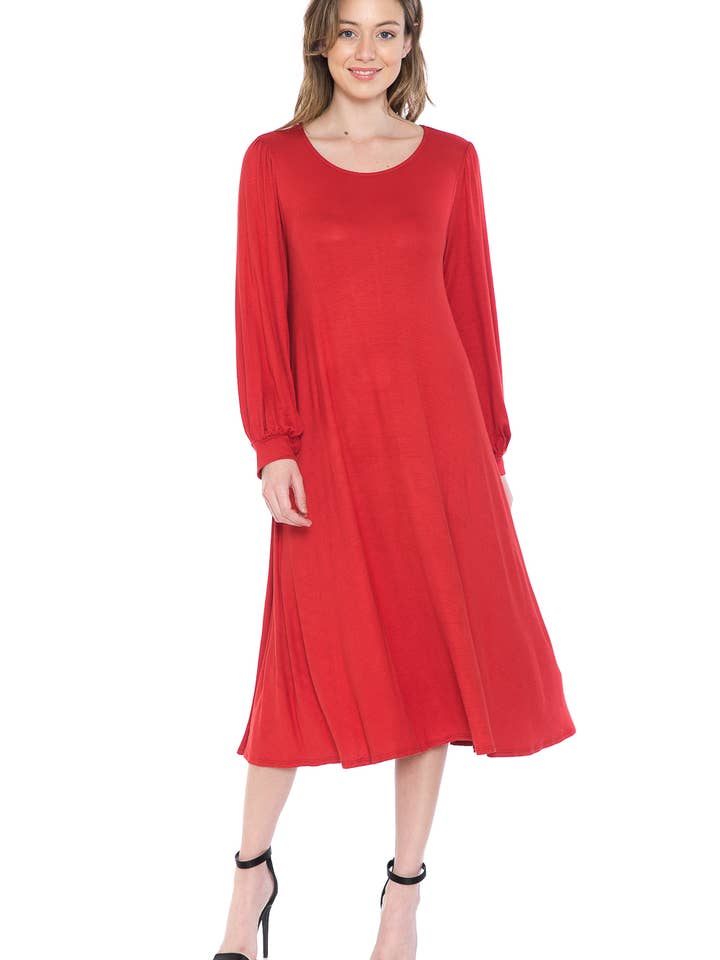 Bishop Sleeve Midi Dress for wholesale by Allium