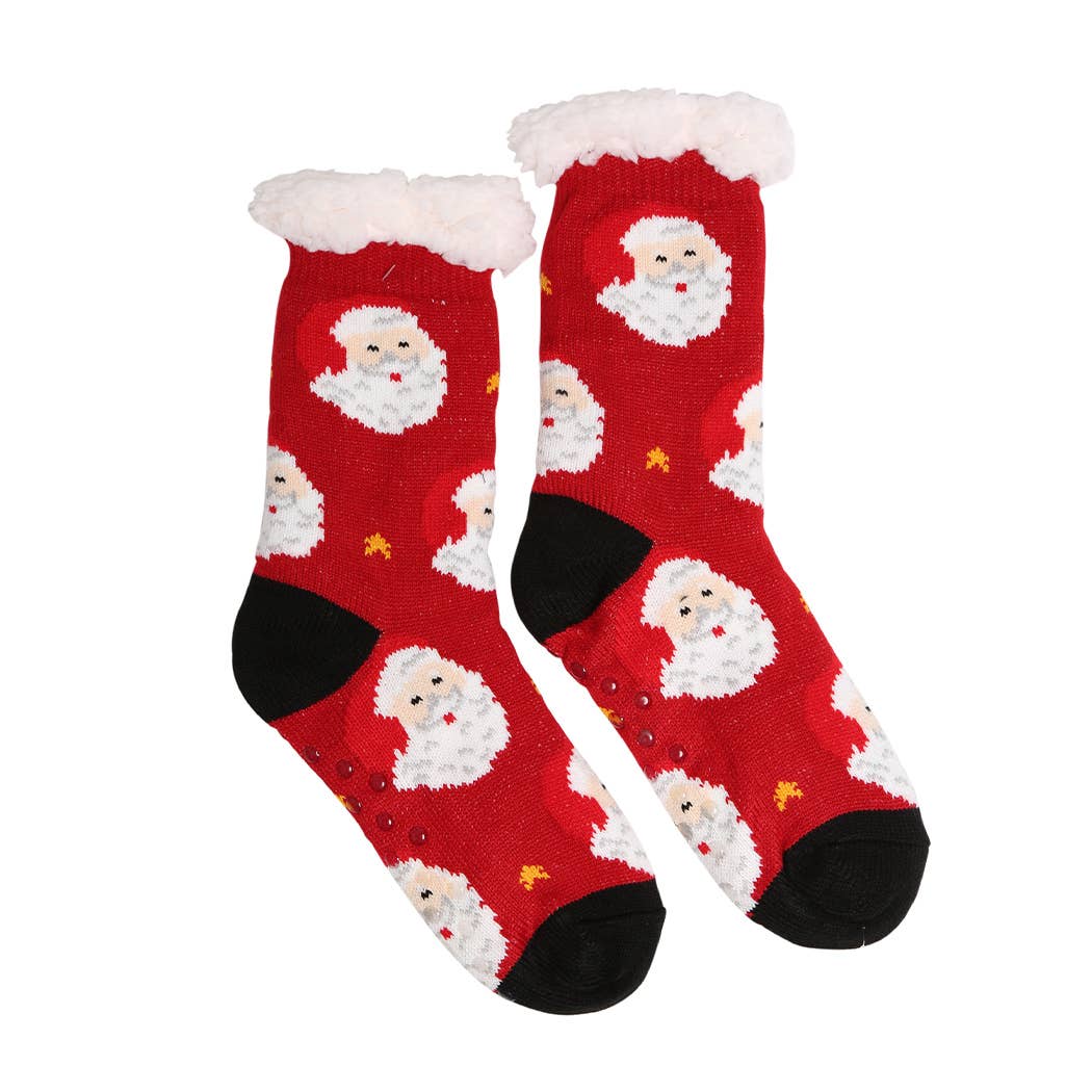  ASSORTED COLORS Christmas Grip Sherpa Slipper Socks for wholesale on Faire4