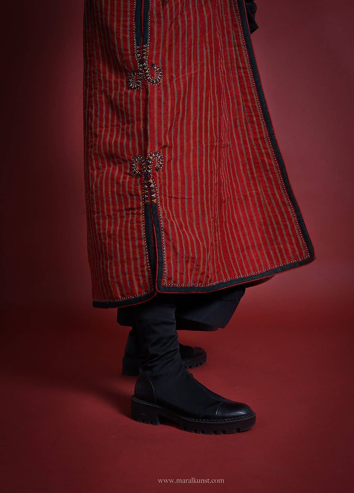 Maral Kunst - Wholesale Coat - Women's - Red Cotton Handmade Turkmen Custom2