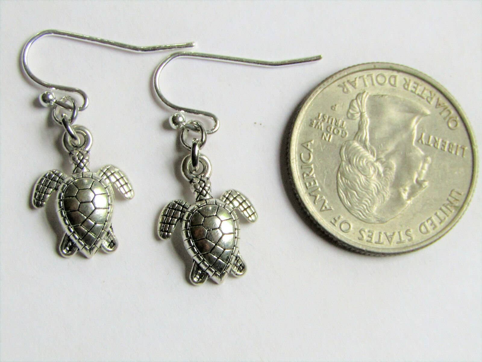Bad Apple Designs - Wholesale Dangle Earrings - Sea Turtle Charm Silver Dangle Earrings, Beach Themed Acessories For Women3