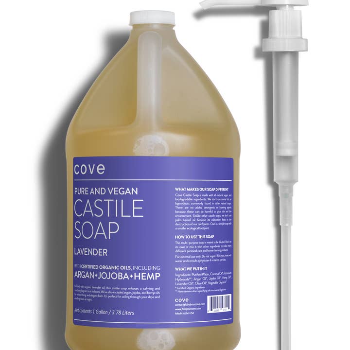 Cove - Wholesale Body Wash/Shower Gel - Cove Castile Soap 1 Gal. | Organic Argan, Jojoba, Hemp Seed