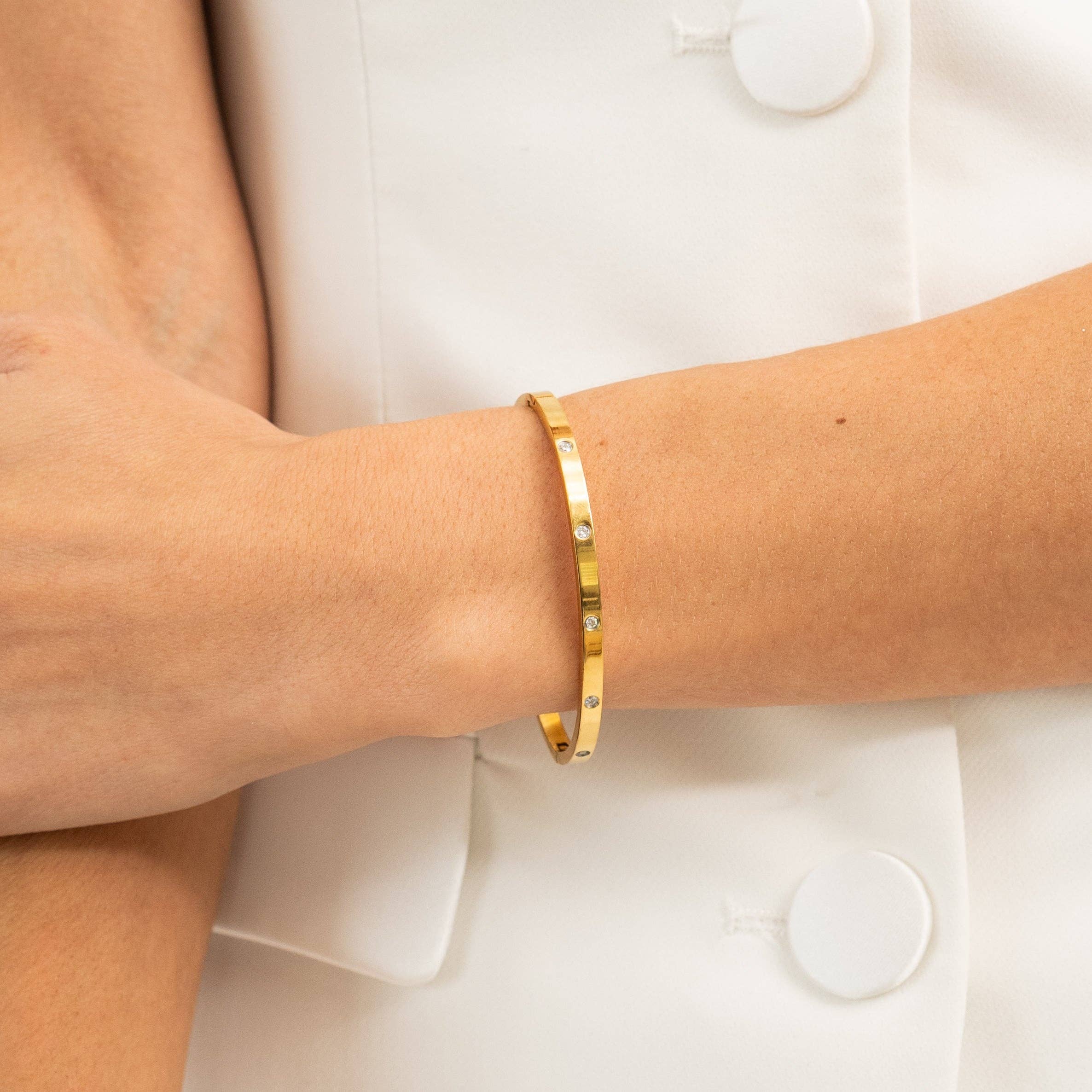 Brenda Grands Jewelry - Wholesale Cuff Bracelet - Waterproof Gold Diamond Bangle2