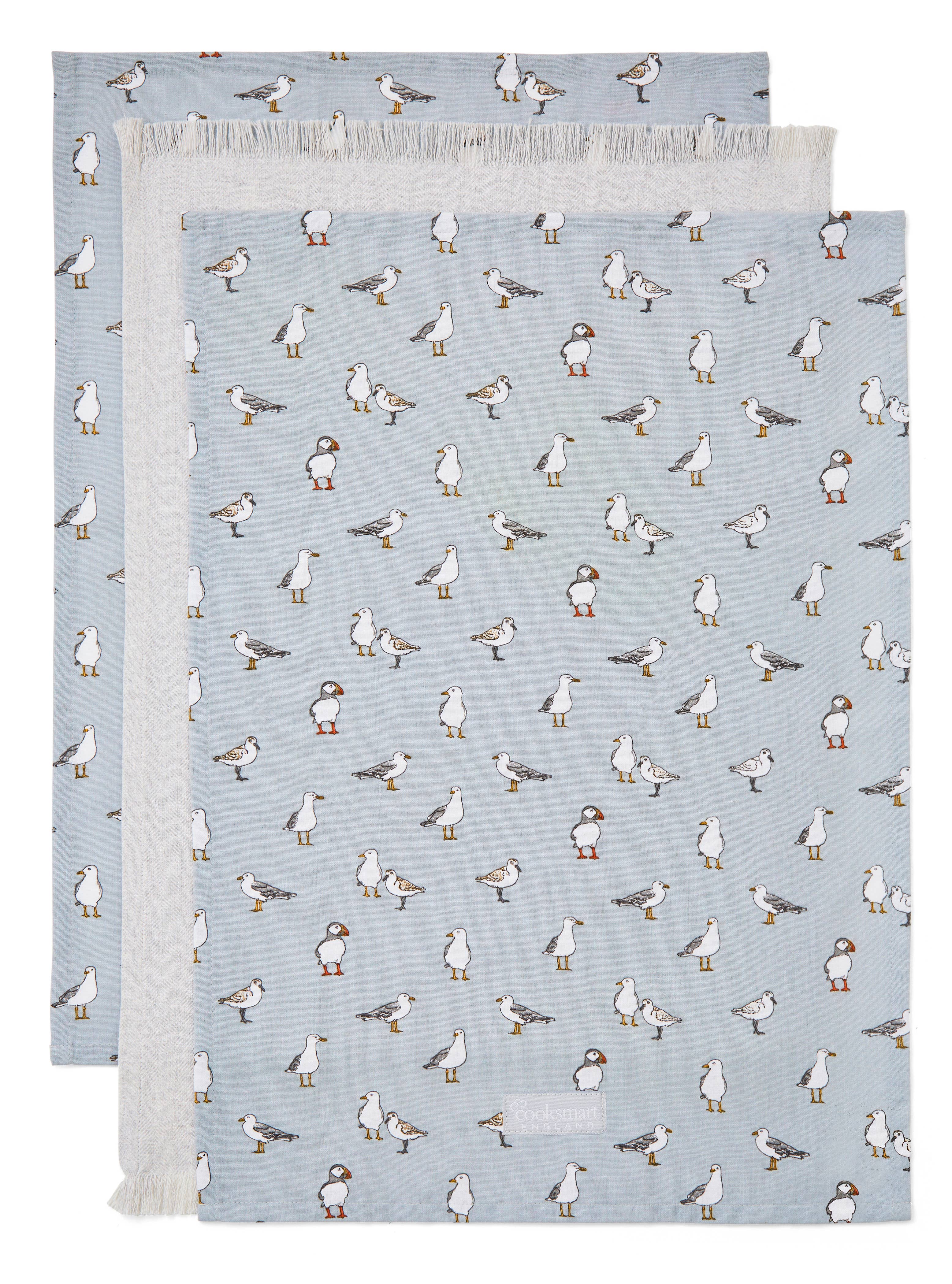Blue 3 Pack Tea Towels Coastal Birds by Cooksmart England for wholesale on Faire1