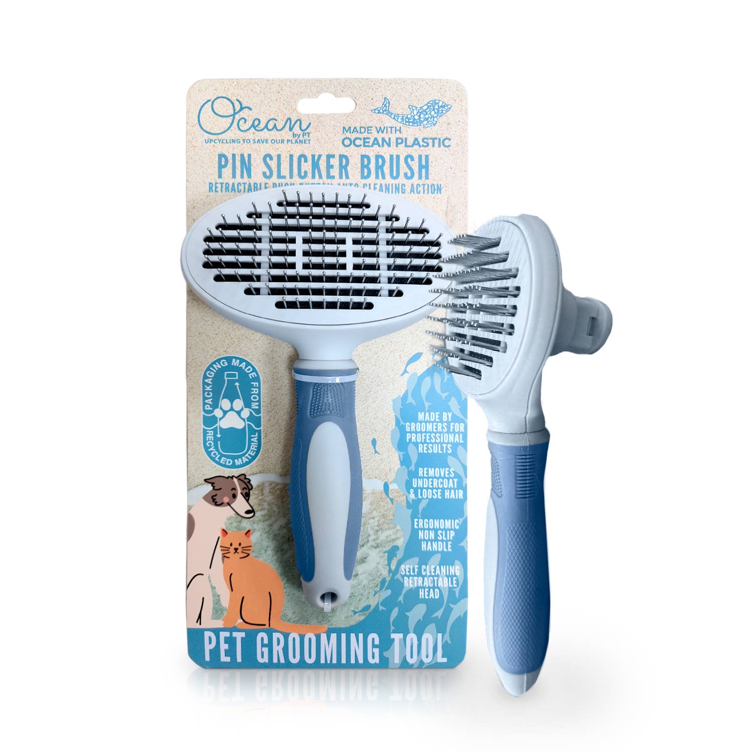 Precious Tails - Vente Brosse – chat et chien - Ocean Plastic par PT Self-Cleaning Pin Slicker Brush7