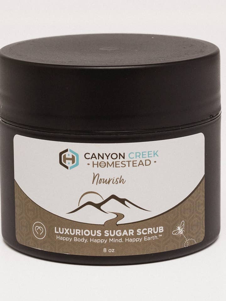 Sugar Scrub Nourish Almond 8 oz for wholesale by Canyon Creek Homestead LLC