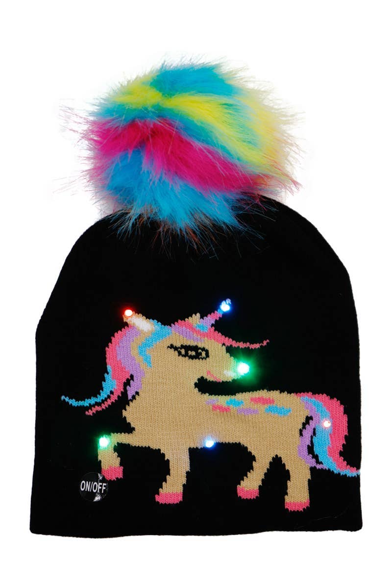 ASSORTED Little Girls Unicorn Led Light-up Short Beanie for wholesale on Faire8