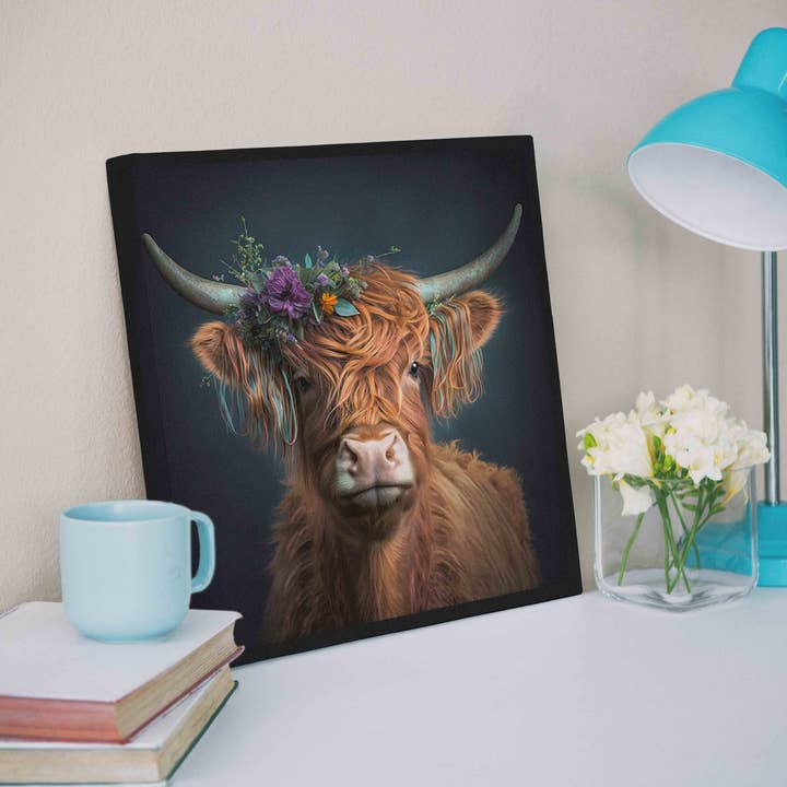 GTA ART - Wholesale Art print - Nature Wall Art-The Bison and Flowers-Canvas Print