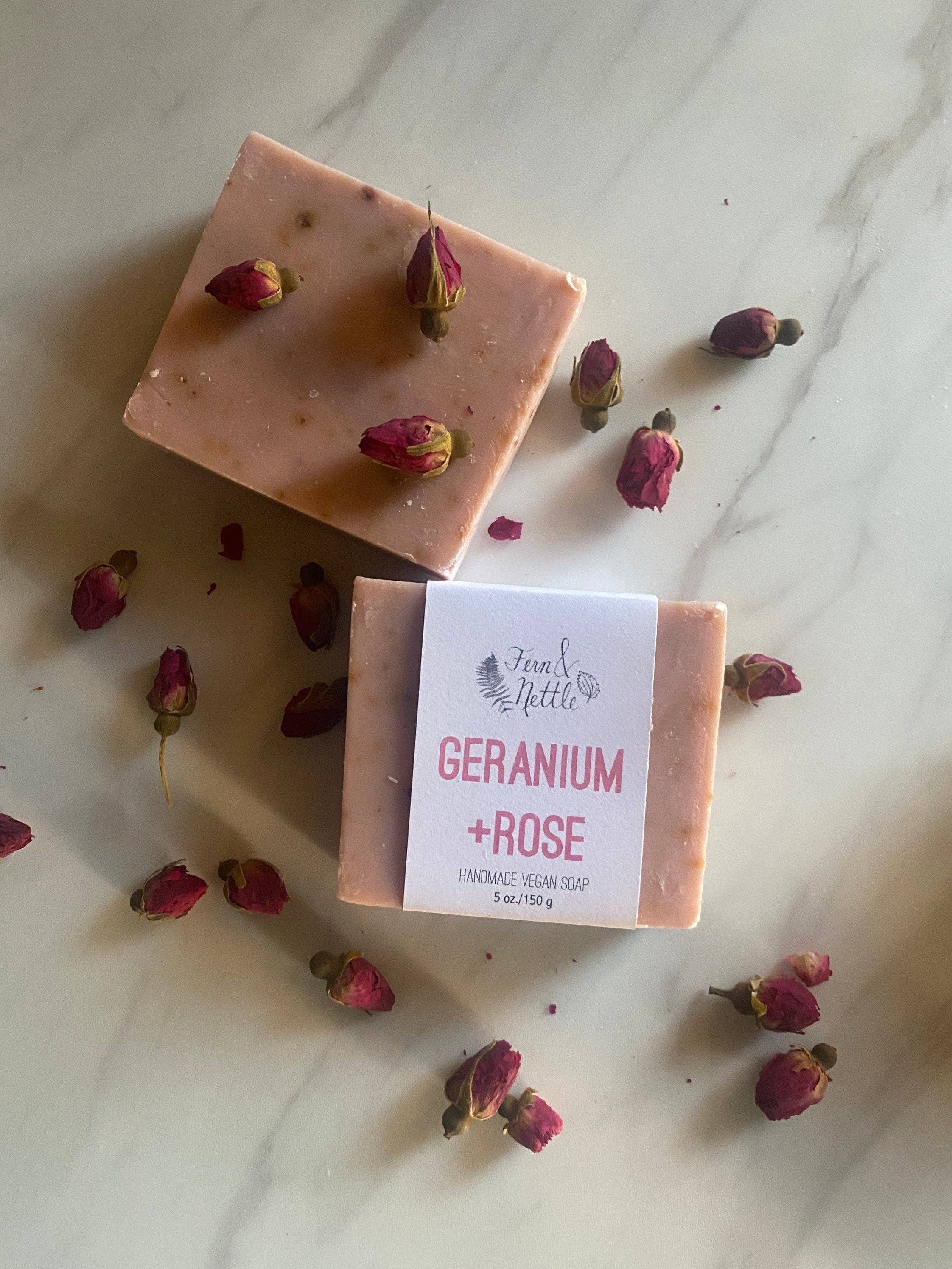 Fern and Nettle - Wholesale Bar Soap - Geranium+Rose Vegan Cold-Process Soap3