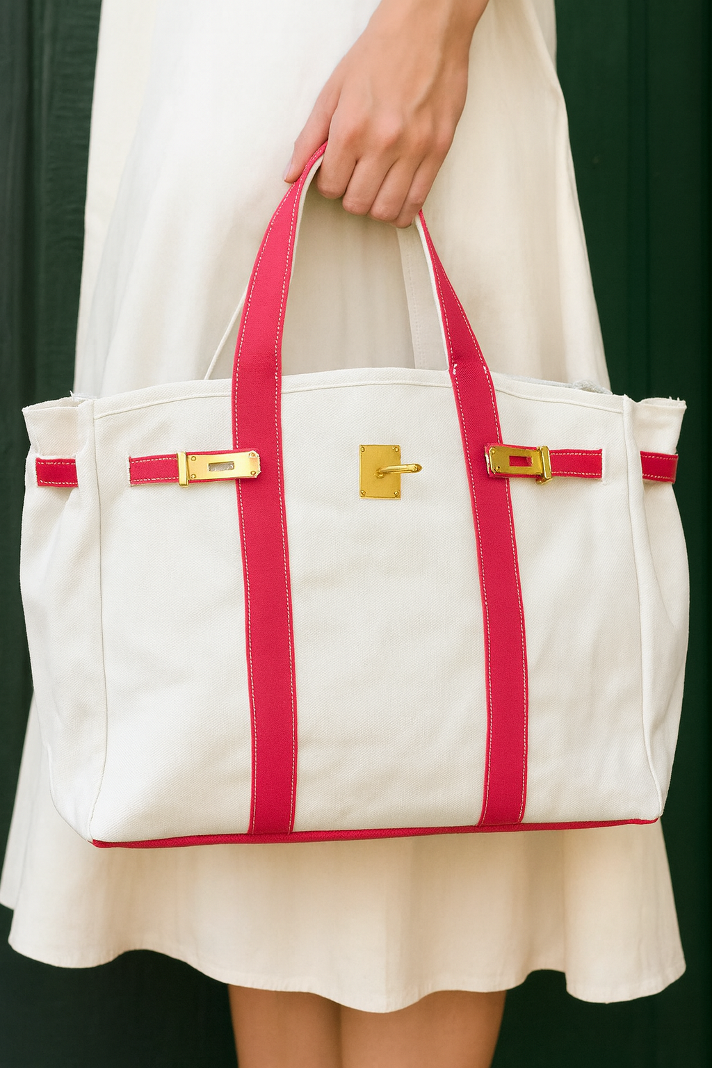 Runway Athletics - Wholesale Tote Bag - Women's - Canvas Tote Bag - Red Trim 1