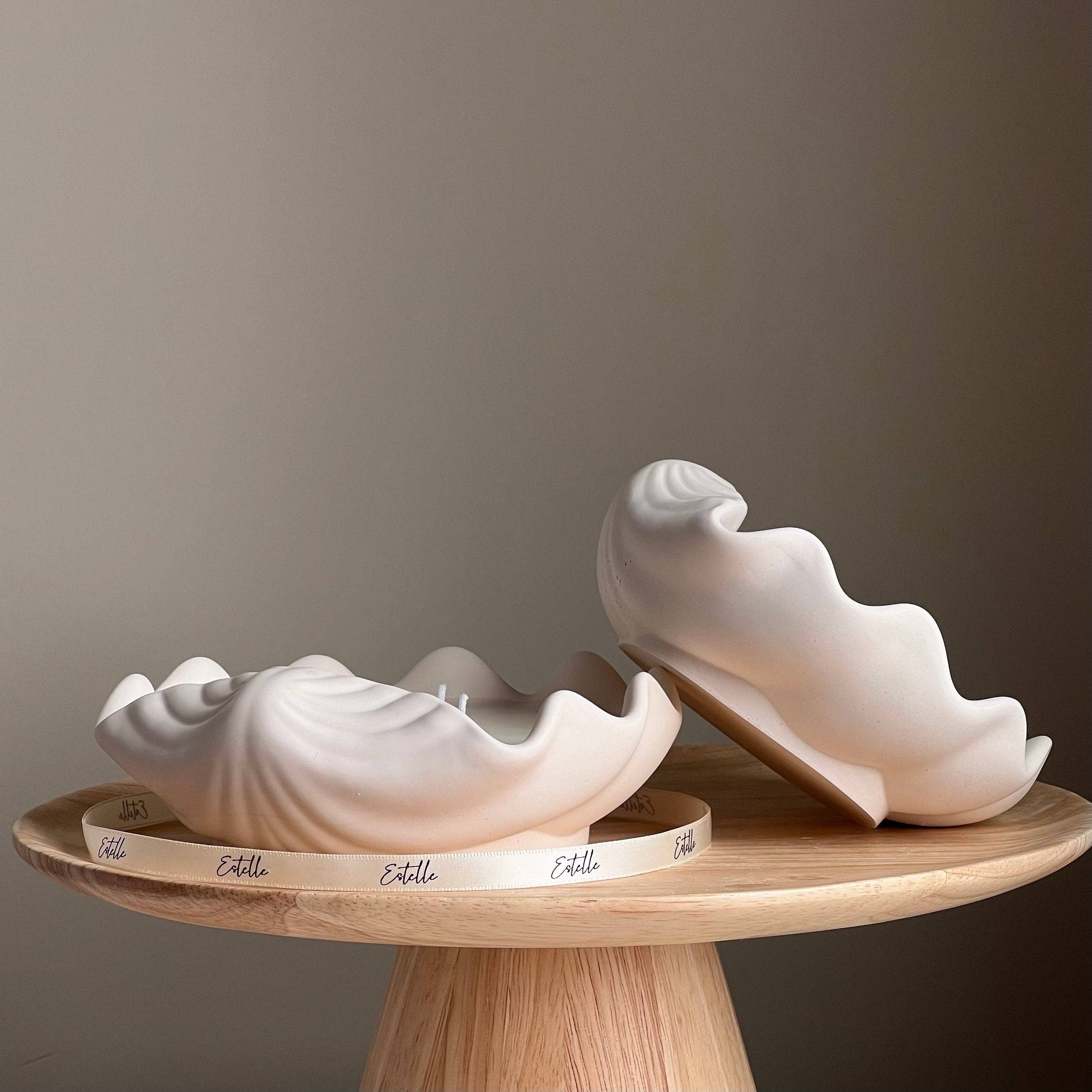 Estelle Studio - Wholesale Jar/Filled Candle - Clam Shell Soy Wax Candle in Jesmonite Vessel: Handmade Scented Candle3